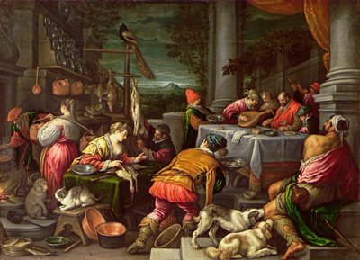 De Rijke Man en Lazarus, 1590-95 door Leandro da Ponte Bassano